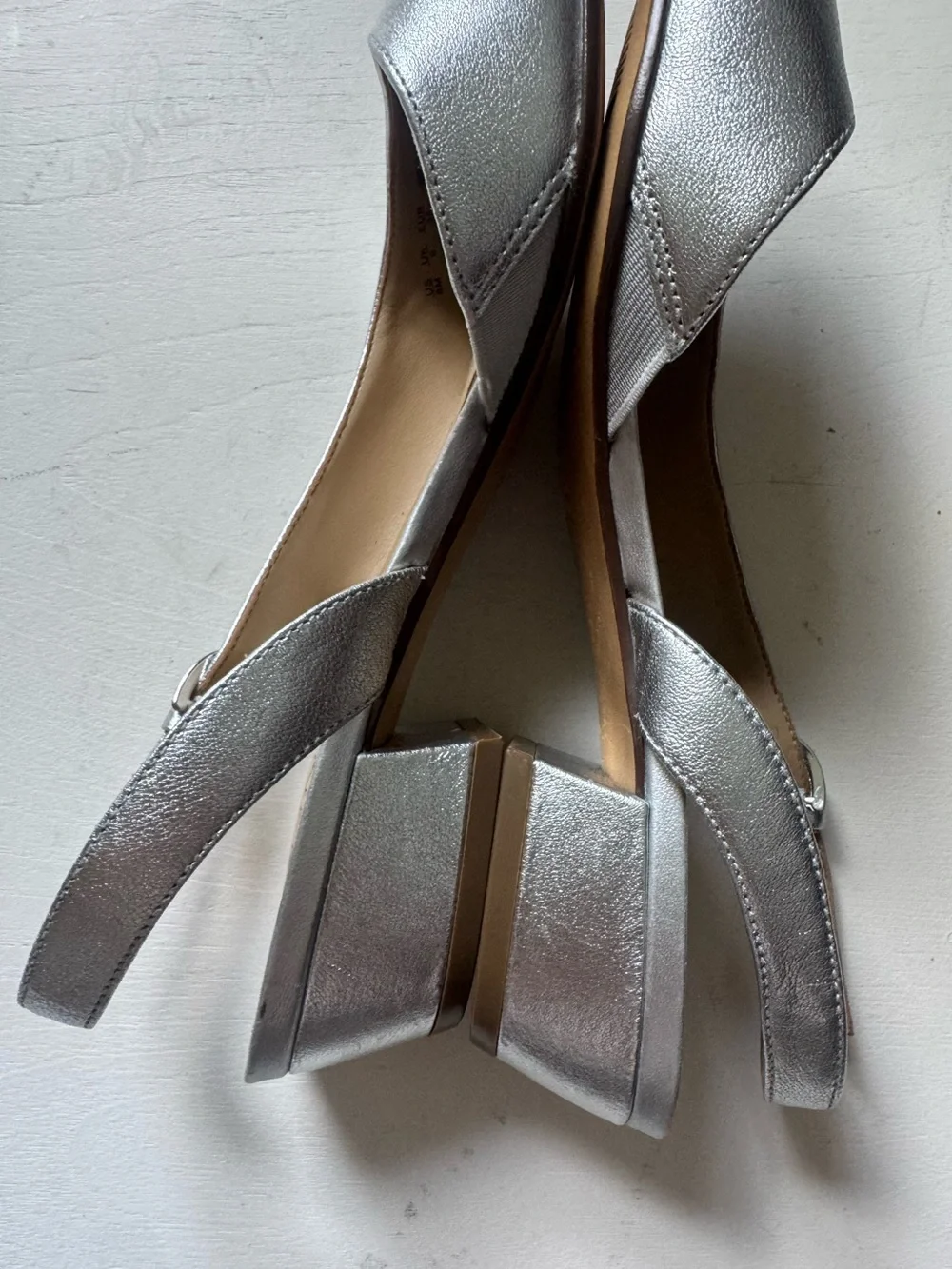 Nauralizer Banks Silver Leather Slingbacks